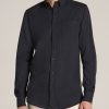 Men American Tall Button Shirts | Linen Long Sleeve Shirt For Tall Men In Black