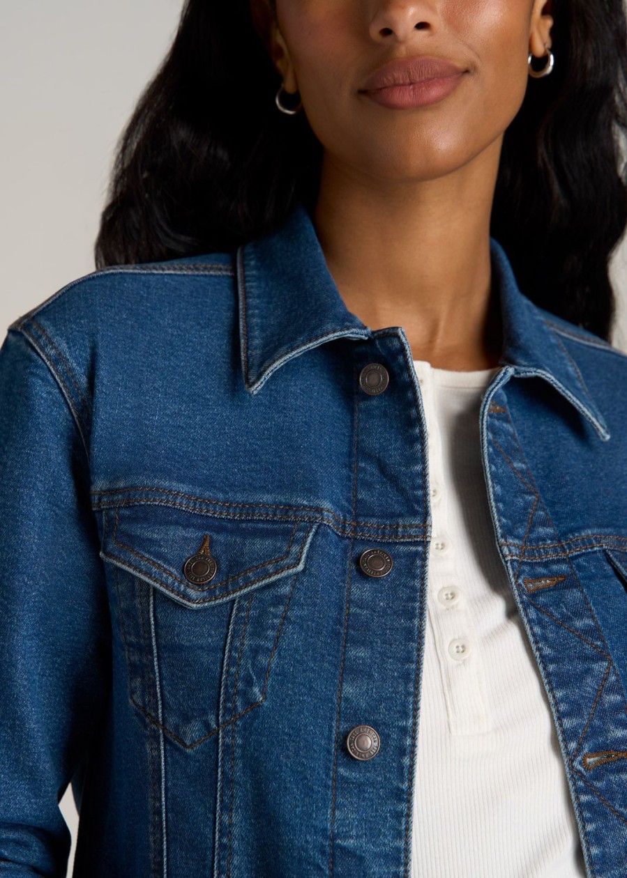 Women American Tall Jackets + Outerwear | Tall Women'S Denim Jacket In Blue 90'S Wash