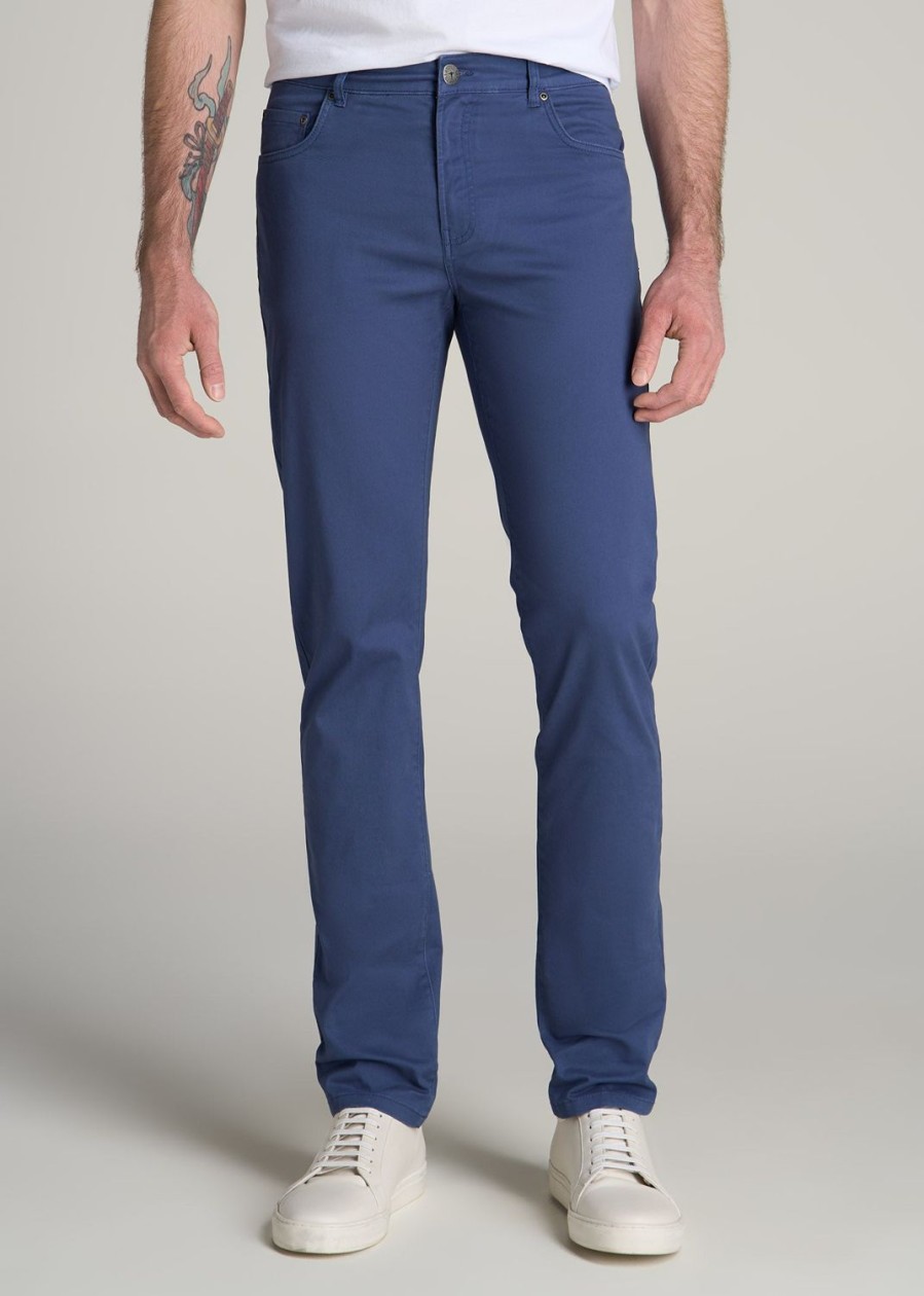 Men American Tall Pants + Chinos | Dylan Slim Fit Five-Pocket Pants In Pants For Tall Men Steel Blue