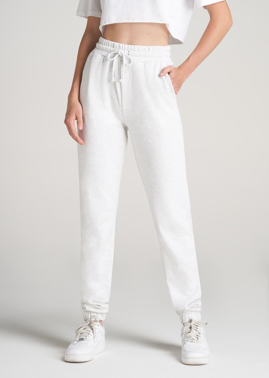 Women American Tall Athletic Pants | Wearever Fleece Slim-Fit High-Waisted Women'S Tall Sweatpants In Heather Cloud White