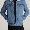 Men American Tall Jackets + Coats | Denim Sherpa Tall Men'S Jacket In Stonewash Blue