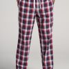 Men American Tall Athletic Pants | Woven Pajama Pants For Tall Men In Dark Blue & Red Plaid