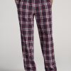 Men American Tall Athletic Pants | Plaid Pajama Pants For Tall Men In Navy & Red Tartan