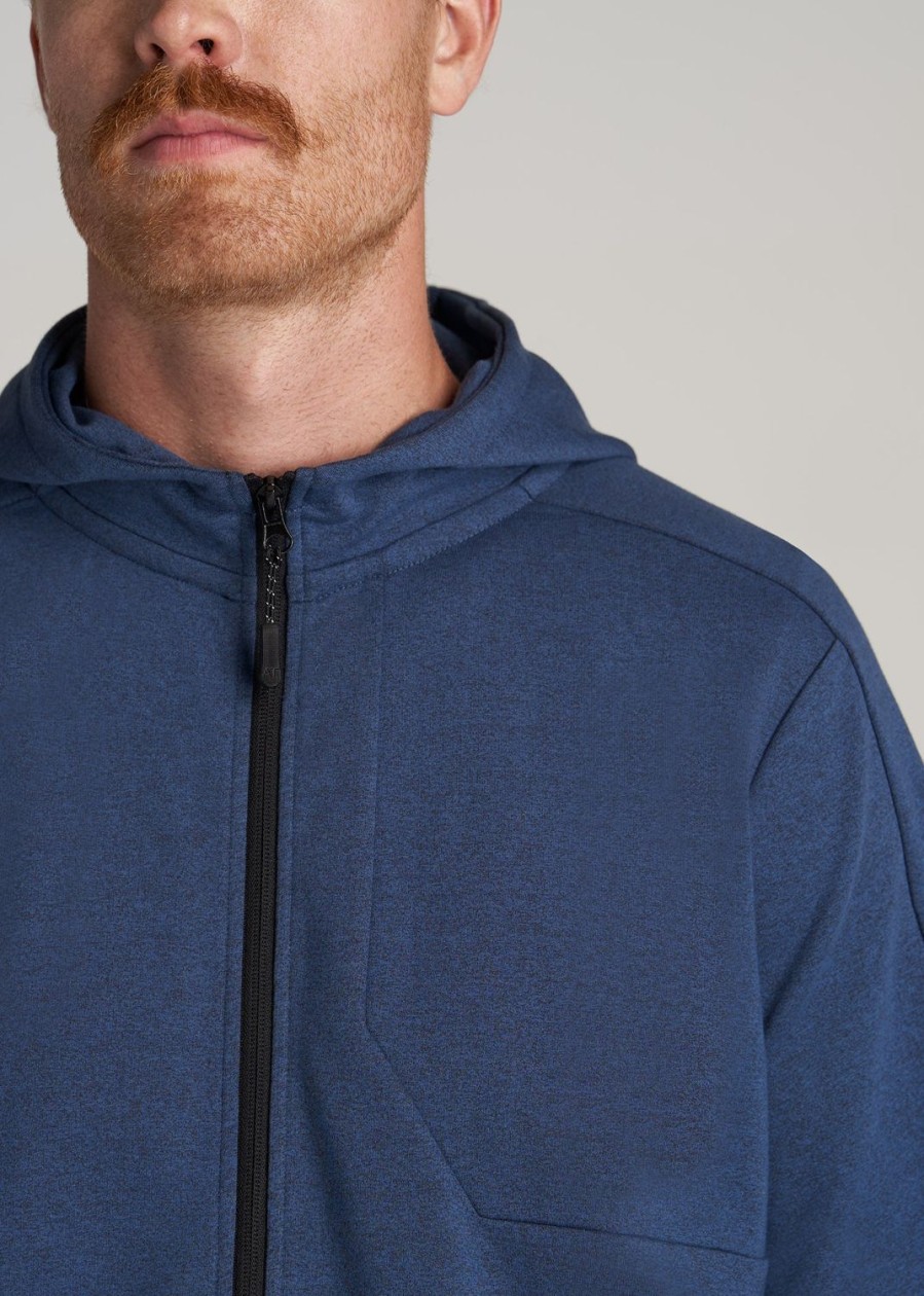 Men American Tall Hoodies + Sweatshirts | A.T. Performance French Terry Full Zip Hoodie For Tall Men In Tech Navy Mix