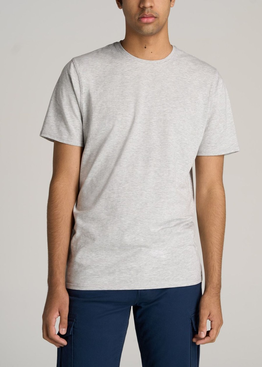 Men American Tall Tees + Tanks | The Essential Regular-Fit Crew-Neck Men'S Tall Tees In Grey Mix