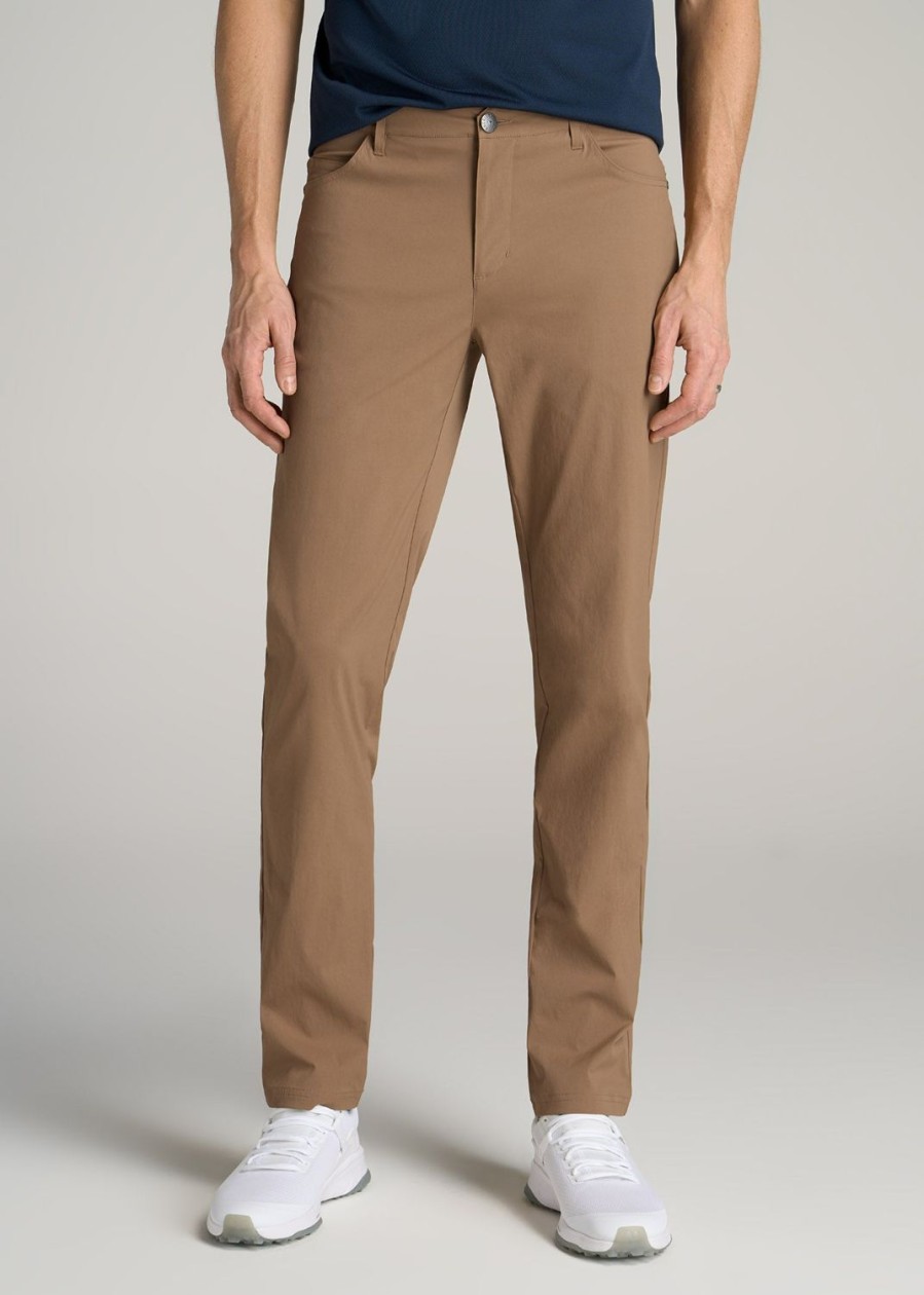 Men American Tall Pants + Chinos | Tapered-Fit Traveler Pants For Tall Men In Russet Brown