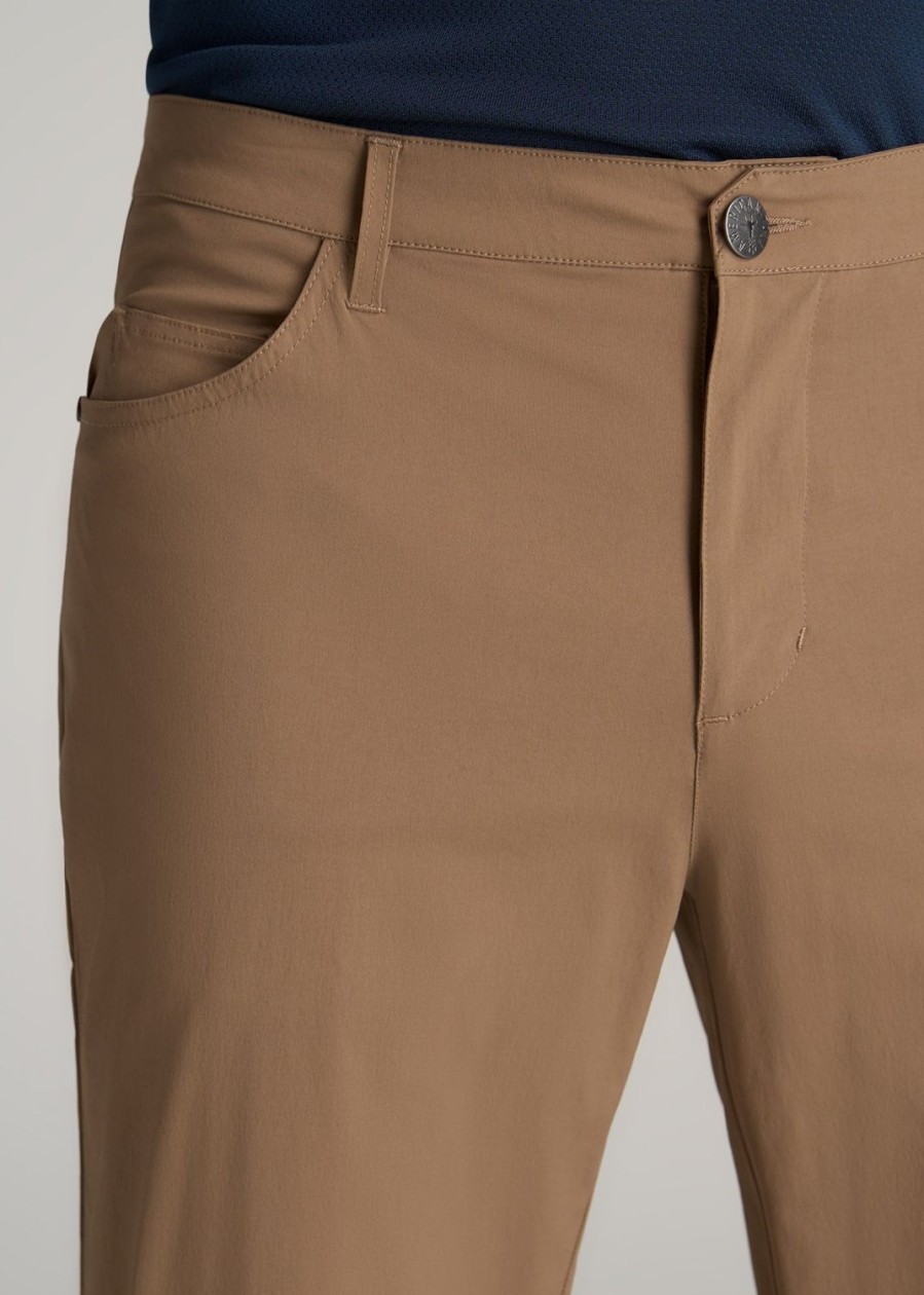 Men American Tall Pants + Chinos | Tapered-Fit Traveler Pants For Tall Men In Russet Brown