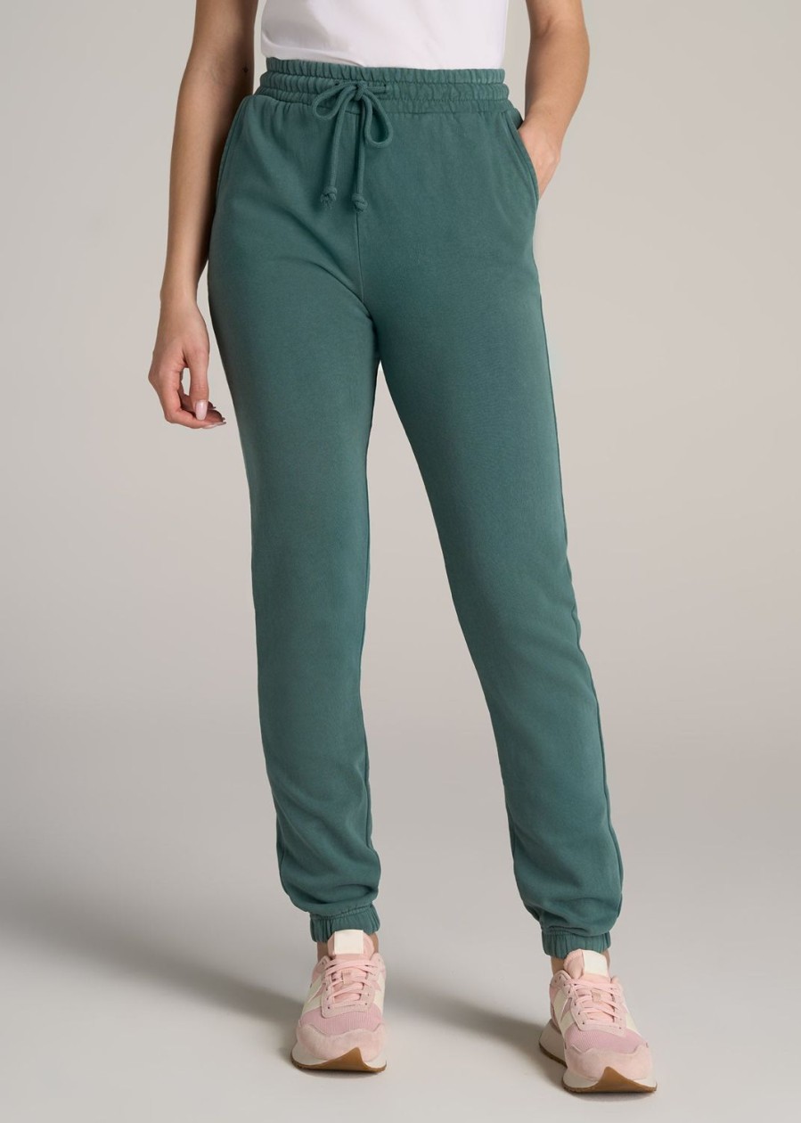 Women American Tall Athletic Pants | Wearever Fleece Slim-Fit High-Waisted Women'S Garment Dye Sweatpants In Juniper Green