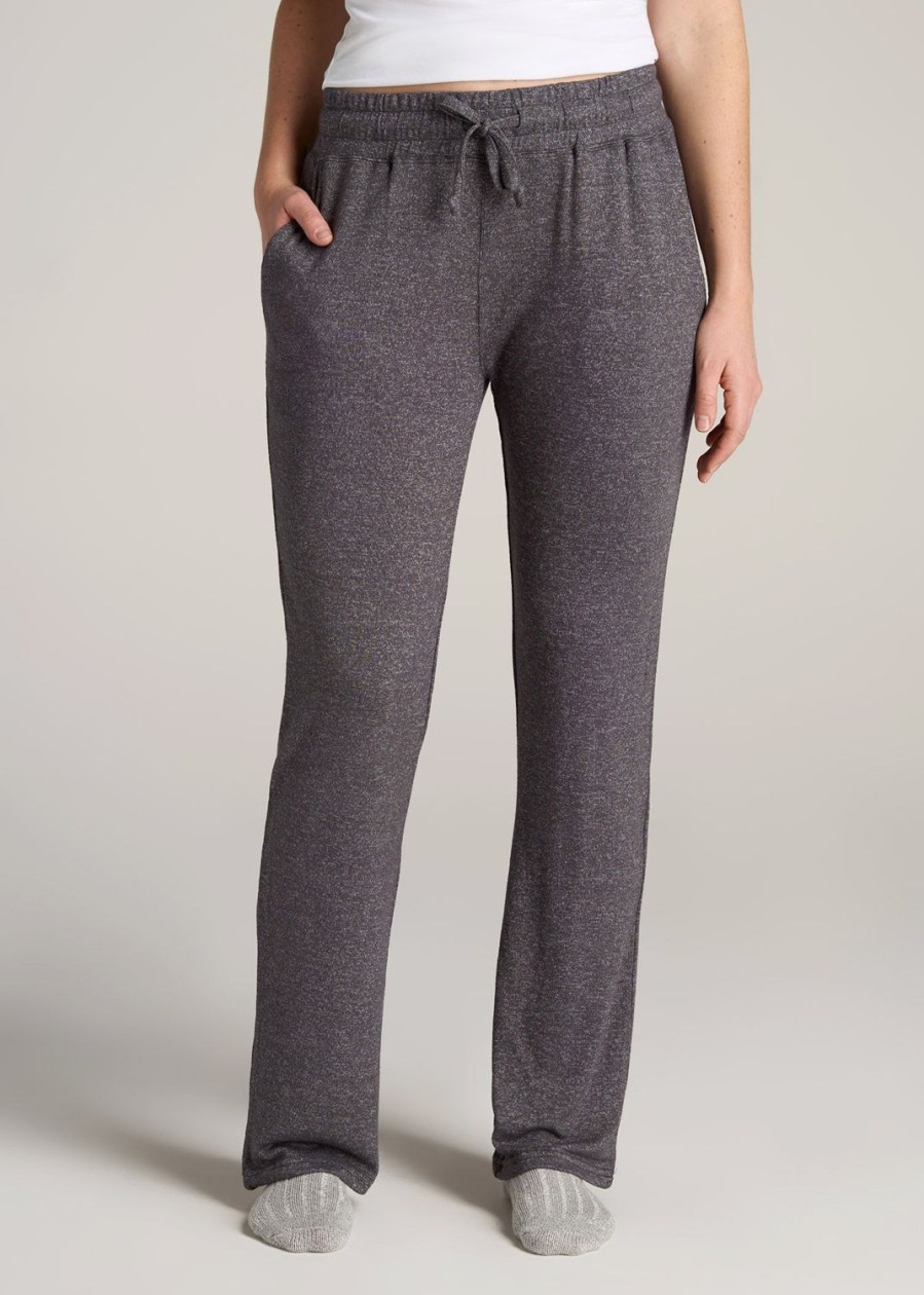 Women American Tall Athletic Pants | Open-Bottom Cozy Pj Lounge Pants For Tall Women In Charcoal Mix