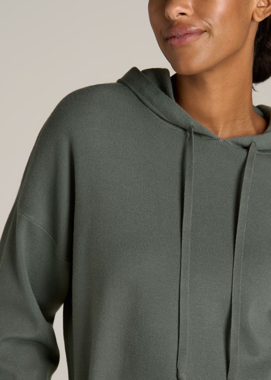 Women American Tall Long Sleeve Tees | Women'S Tall Lounge Hoodie In Malachite Green