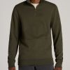 Men American Tall Hoodies + Sweatshirts | Lj&S Heavyweight Quarter-Zip Men'S Tall Pullover In Vintage Thyme Green