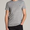 Men American Tall Tees + Tanks | Modern-Fit Embroidered Logo Crewneck T-Shirt For Tall Men In Heather Grey