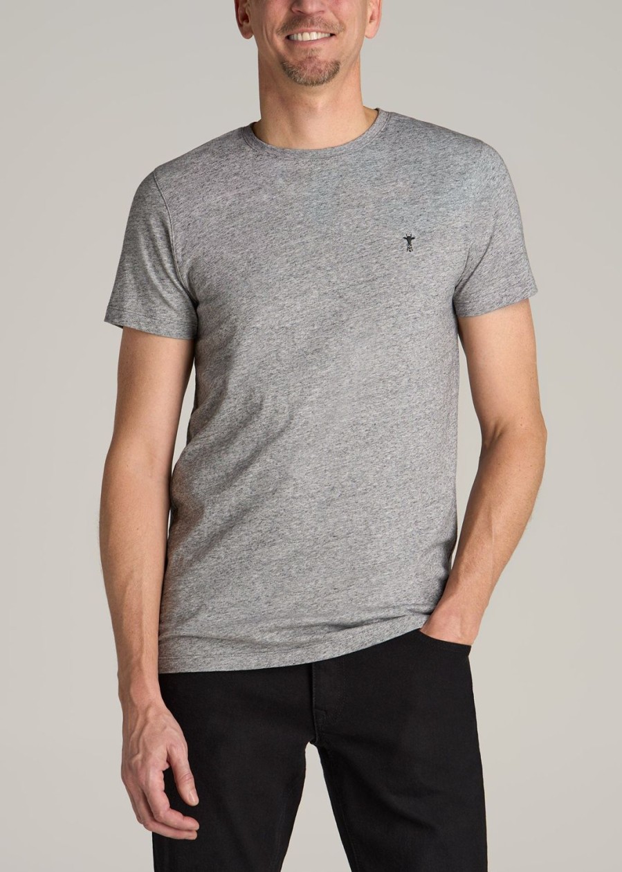 Men American Tall Tees + Tanks | Modern-Fit Embroidered Logo Crewneck T-Shirt For Tall Men In Heather Grey