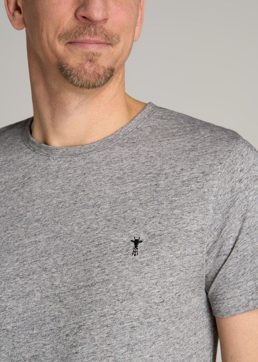 Men American Tall Tees + Tanks | Modern-Fit Embroidered Logo Crewneck T-Shirt For Tall Men In Heather Grey