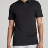 Men American Tall Polos | Slub Self Collar Tall Polo Shirt In Black