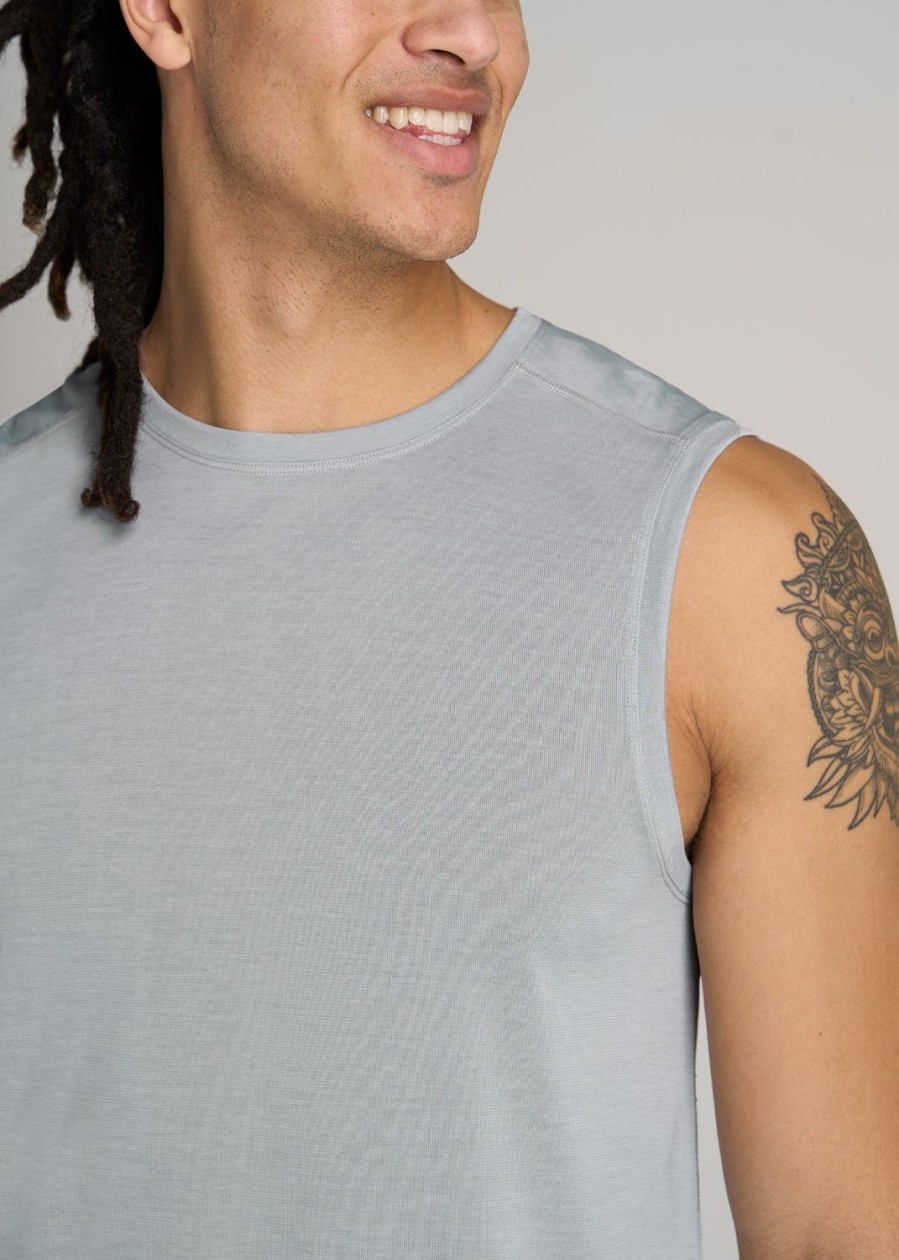 Men American Tall Tees + Tanks | A.T. Performance Modern-Fit Jersey Tank For Tall Men In Light Grey Mix