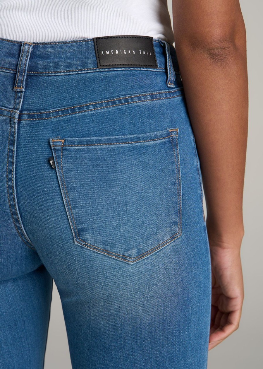 Women American Tall Jeans + Denim | Sarah Mid Rise Skinny Tall Women'S Jean In Bright Mid Blue