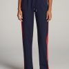 Women American Tall Pants + Trousers | Pull On Tuxedo Stripe Pants For Tall Women In True Navy And Radiant Red