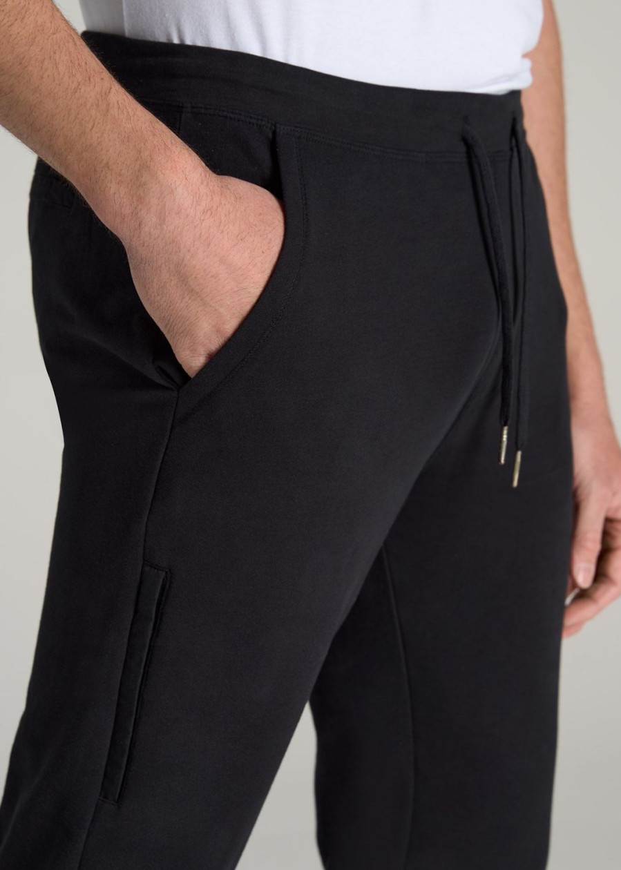 Men American Tall Athletic Pants | Microsanded French Terry Sweatpants For Tall Men In Black