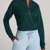 Women American Tall Hoodies + Sweatshirts | Wearever Fleece Cropped Garment Dye Half Zip Women'S Tall Sweatshirt In Emerald