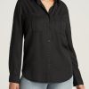 Women American Tall Shirts + Tops | Women'S Tall Tencel Shirt In Black