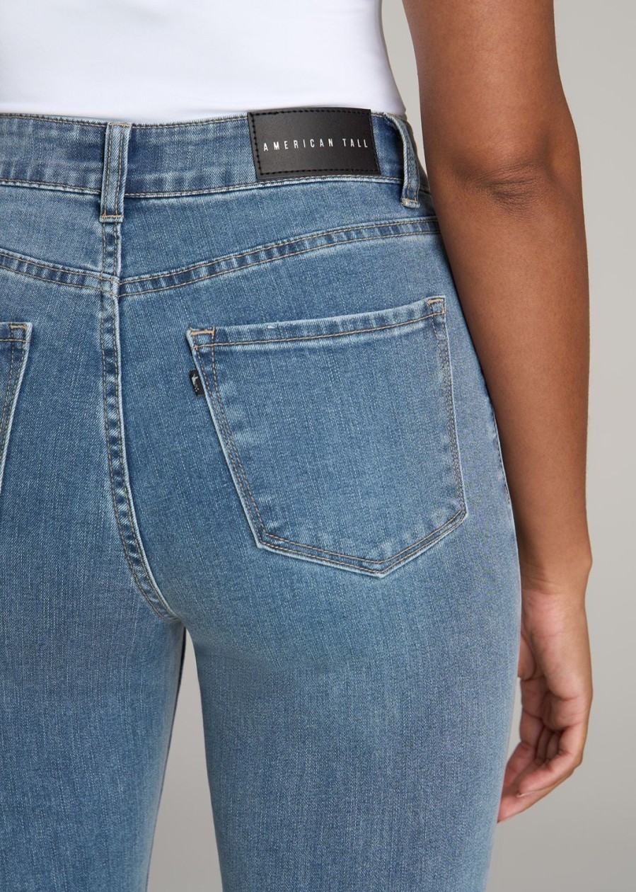 Women American Tall Jeans + Denim | Georgia High Rise Skinny Tall Women'S Jean In Monaco Faded