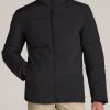 Men American Tall Jackets + Coats | Stand Collar Puffer Coat Jacket For Tall Men In Black