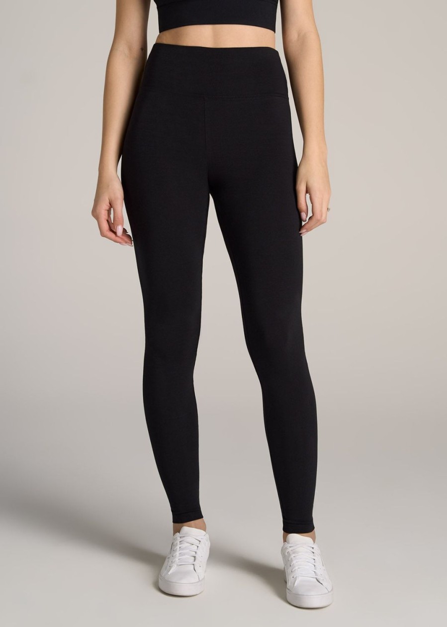 Women American Tall Athletic Pants | Women'S Tall Cotton Leggings In Black