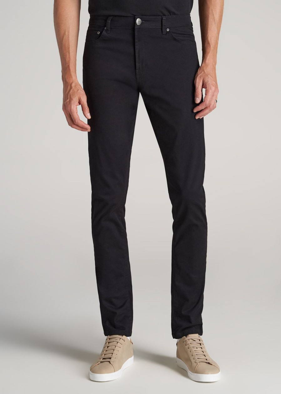 Men American Tall Pants + Chinos | Carman Tapered Fit Five Pocket Pants For Tall Men In Black