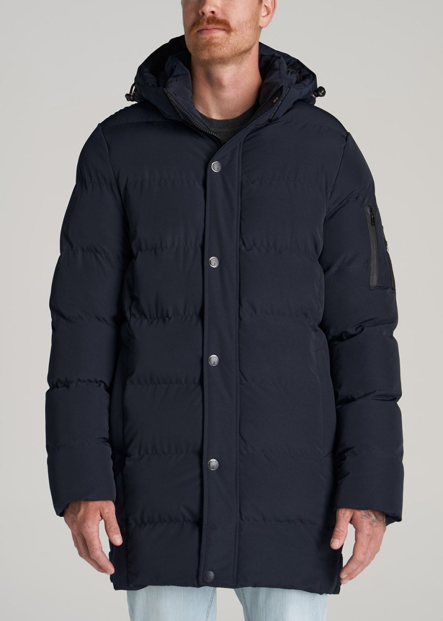 Men American Tall Jackets + Coats | American Tall X Point Zero Long Quilted Men'S Tall Parka In Navy