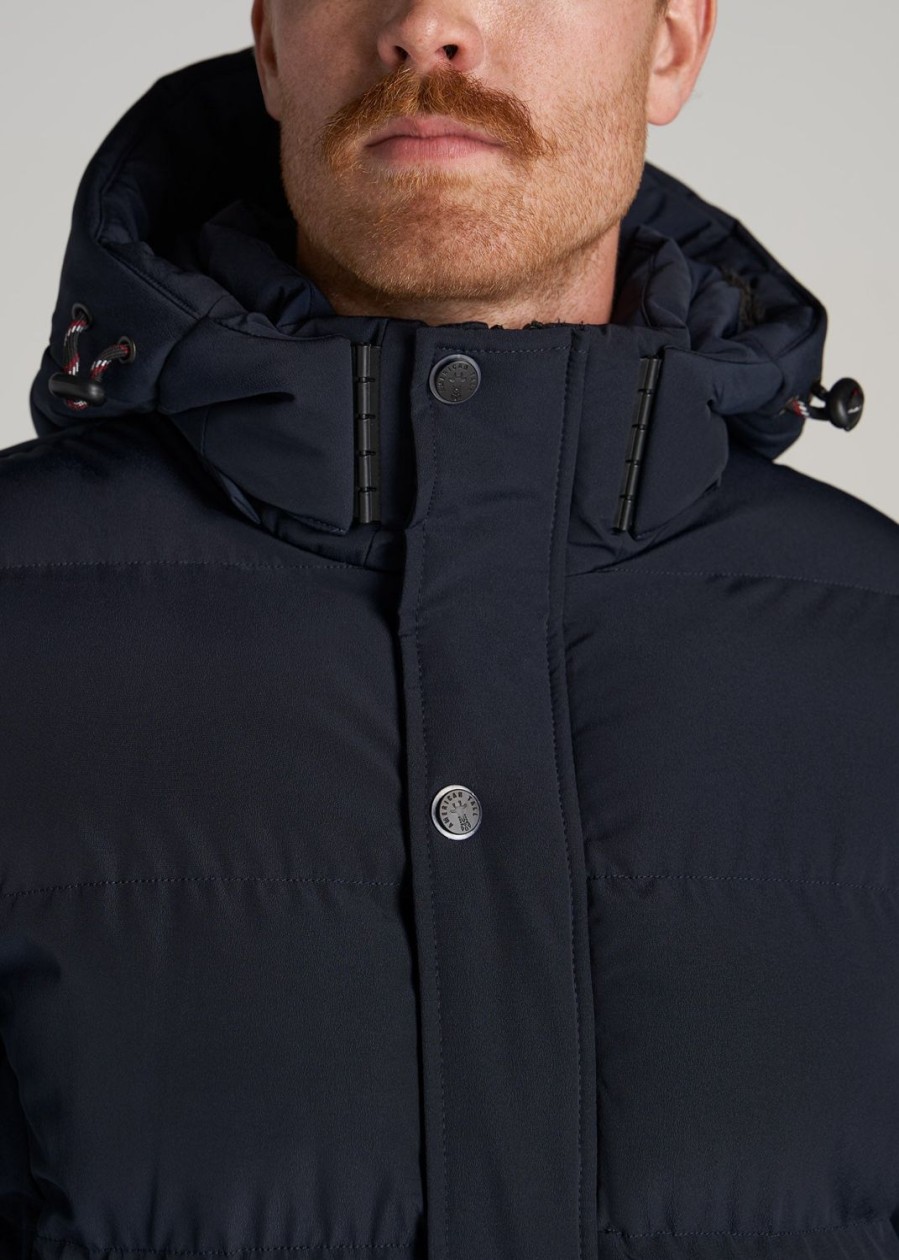 Men American Tall Jackets + Coats | American Tall X Point Zero Long Quilted Men'S Tall Parka In Navy