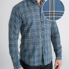 Men American Tall Button Shirts | Double-Weave Button-Up Shirt For Tall Men In Blue Plaid