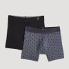 Men American Tall Underwear | Micro Modal Extra-Long Boxer Briefs In (2-Pack) Giraffe Print & Black