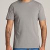 Men American Tall Tees + Tanks | Lj&S Men'S Tall Regular-Fit Crew Neck Tee In Pewter