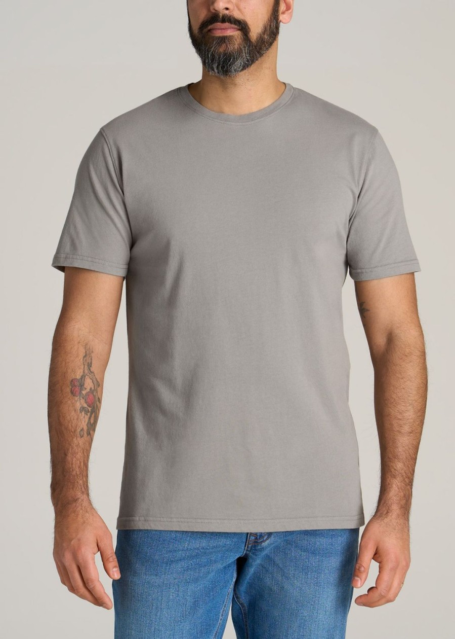 Men American Tall Tees + Tanks | Lj&S Men'S Tall Regular-Fit Crew Neck Tee In Pewter