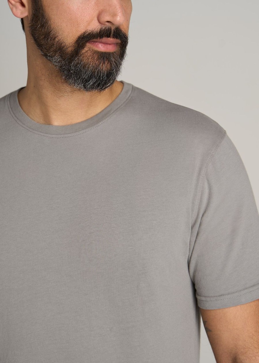 Men American Tall Tees + Tanks | Lj&S Men'S Tall Regular-Fit Crew Neck Tee In Pewter