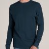 Men American Tall Long Sleeve Tees + Thermals | Double Honeycomb Thermal Crewneck Extra-Long Top In True Navy