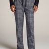 Men American Tall Athletic Pants | Woven Pajama Pants For Tall Men In Black & Grey Plaid