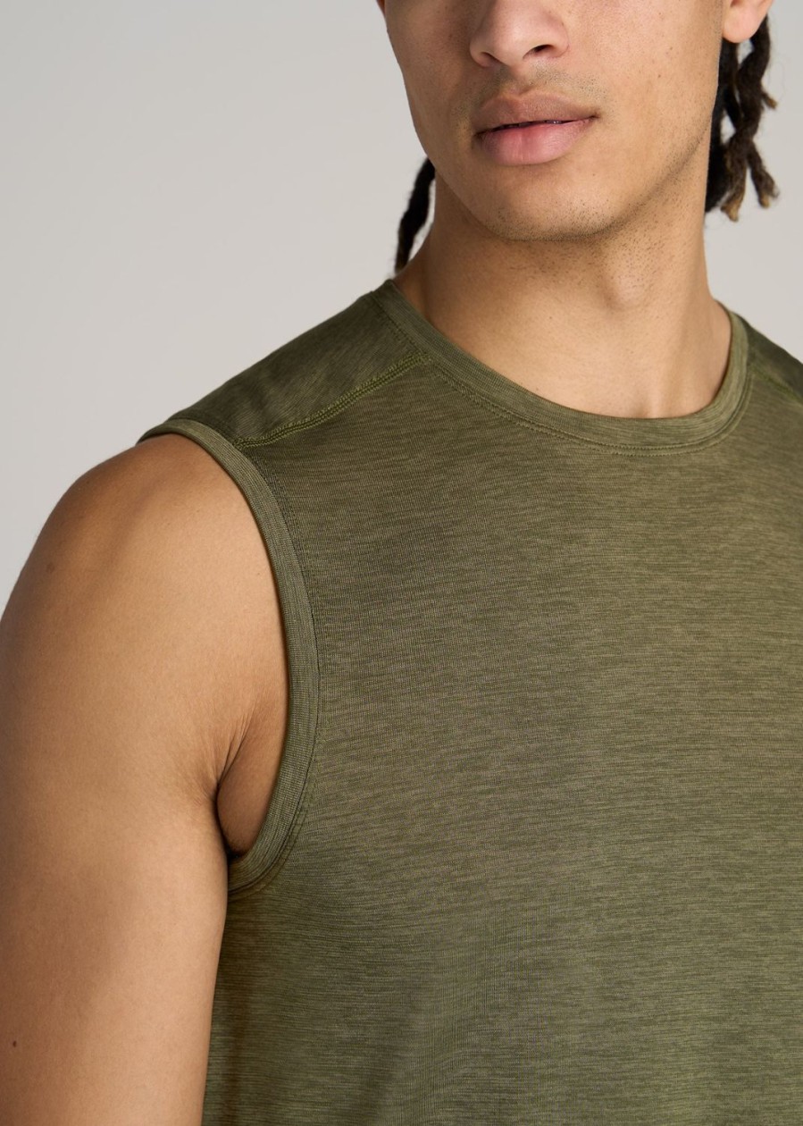 Men American Tall Tees + Tanks | A.T. Performance Modern-Fit Jersey Tank For Tall Men In Olive Mix