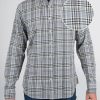 Men American Tall Button Shirts | Double-Weave Button-Up Shirt For Tall Men In Grey Plaid