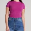 Women American Tall Tees, Tanks + Bodysuits | Women'S Slim-Fit Crewneck Cap Sleeve Tall Tee In Pink Orchid