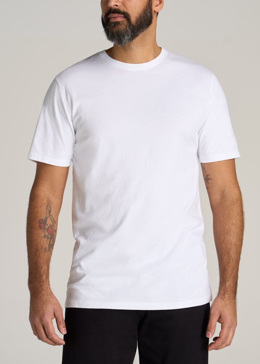 Men American Tall Tees + Tanks | Lj&S Men'S Tall Regular-Fit Crew Neck Tee In White