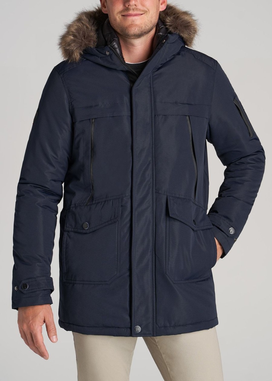 Men American Tall Jackets + Coats | American Tall X Point Zero Tall Men'S Parka In Navy