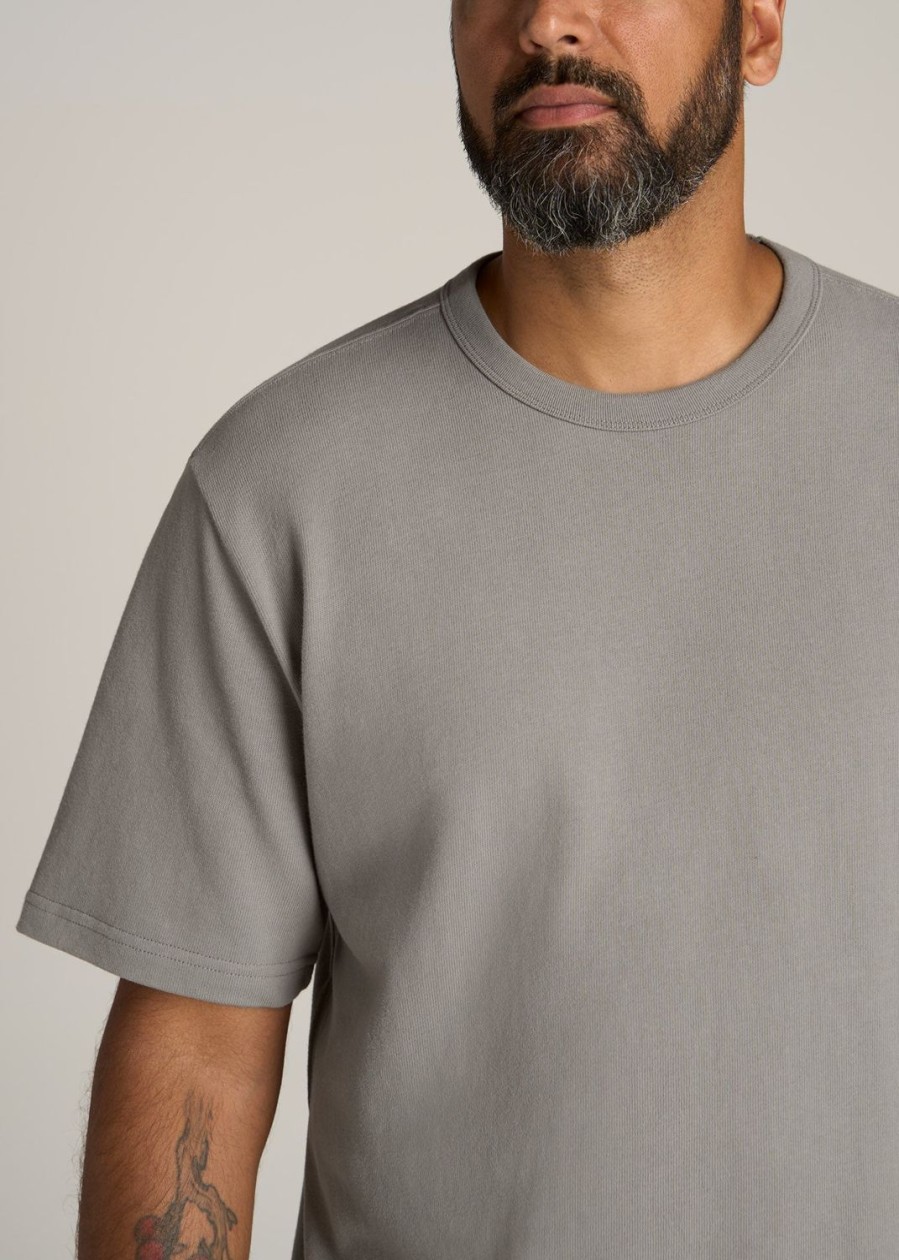 Men American Tall Tees + Tanks | Lj&S Heavyweight Relaxed-Fit Tall Tee In Pewter