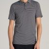 Men American Tall Polos | A.T. Performance Stretch Stripe Golf Tall Men'S Polo Shirt In Black