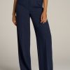 Women American Tall Pants + Trousers | Pleated Wide Leg Dress Pants For Tall Women In Navy