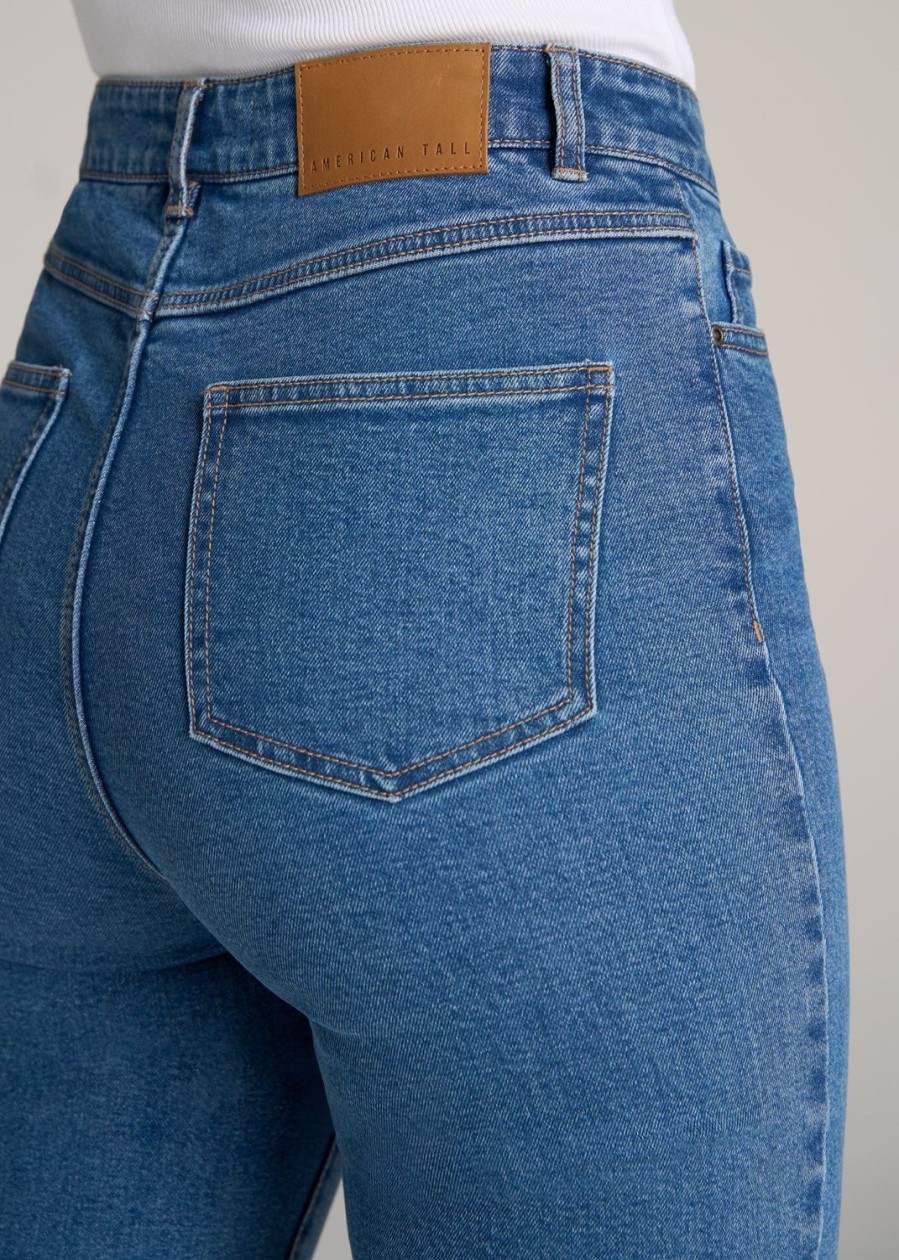 Women American Tall Jeans + Denim | The Lola - Stretch Slim-Fit Tall High Waisted Jeans For Tall Women In Classic Mid Blue