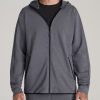 Men American Tall Hoodies + Sweatshirts | A.T. Performance French Terry Full Zip Hoodie For Tall Men In Tech Charcoal Mix