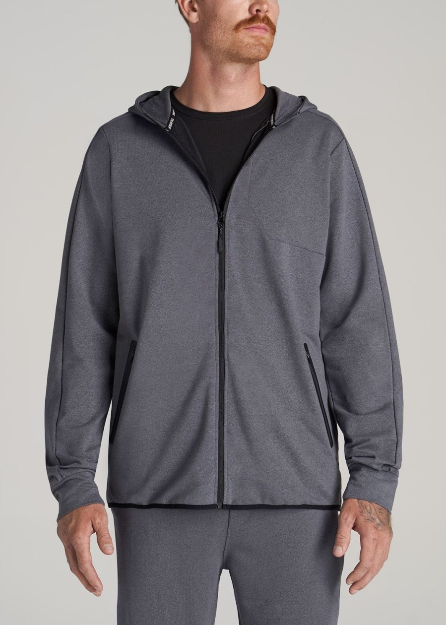 Men American Tall Hoodies + Sweatshirts | A.T. Performance French Terry Full Zip Hoodie For Tall Men In Tech Charcoal Mix