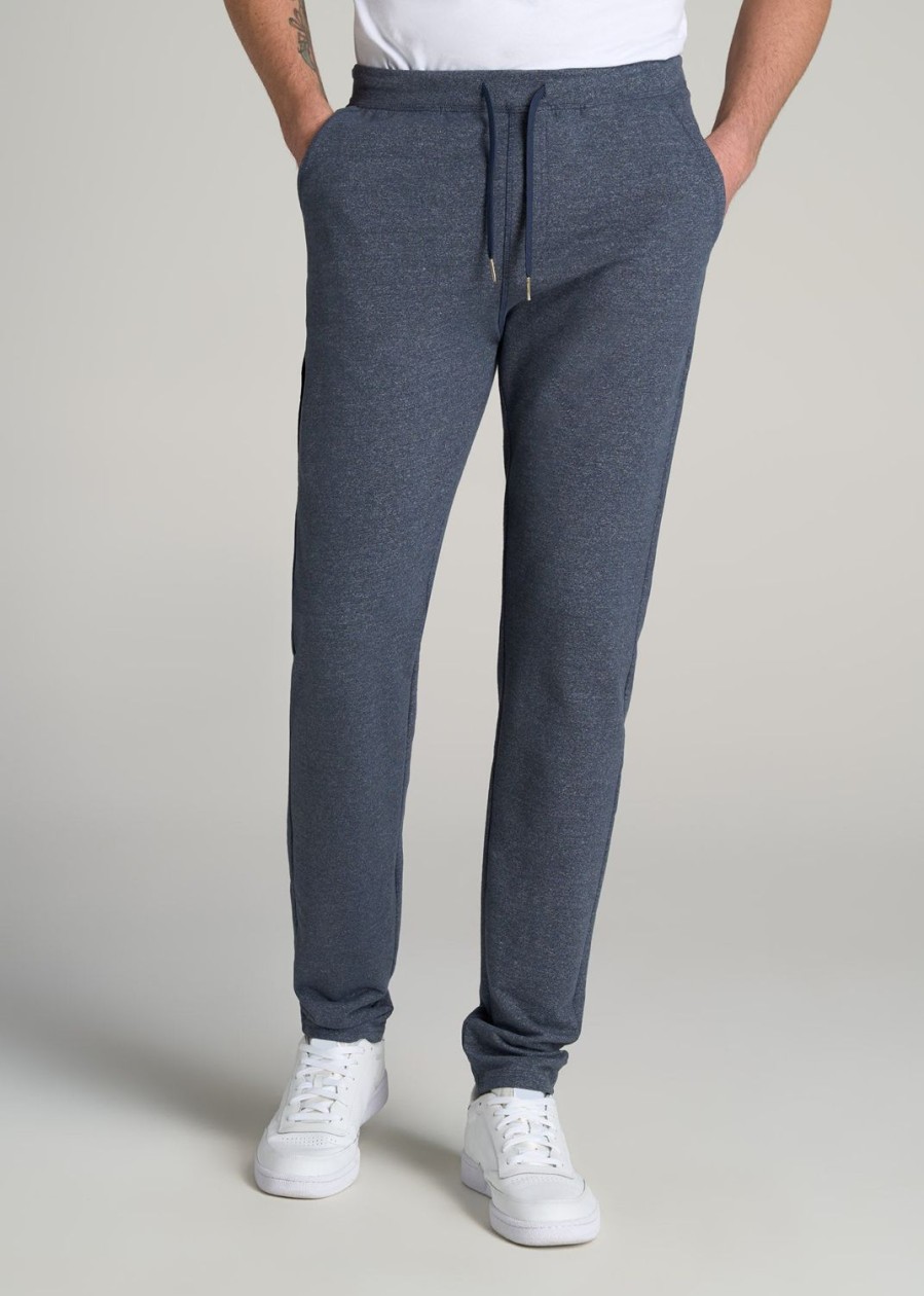 Men American Tall Athletic Pants | Microsanded French Terry Sweatpants For Tall Men In Navy Mix